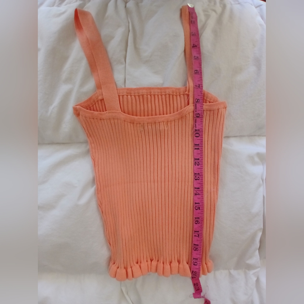 Unworn- Peach Ribbed Knit 80% Rayon/ NylonTank Top - Picture 3 of 7